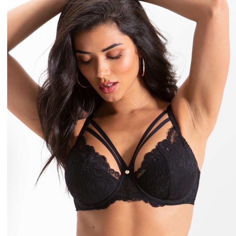 Pour Moi Contradiction‎ Hook Up Underwired Strappy Lace Bra Black 38G PM-19200